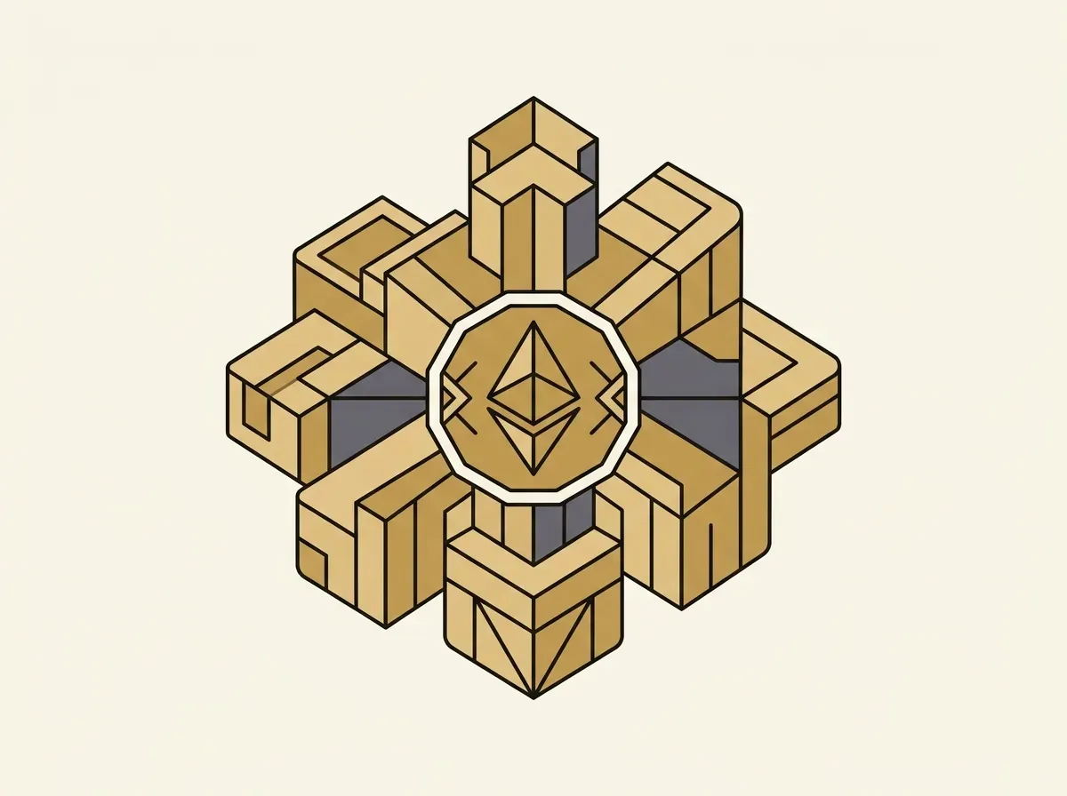 A token connecting to other financial blocks, representing the concept of DeFi composability.