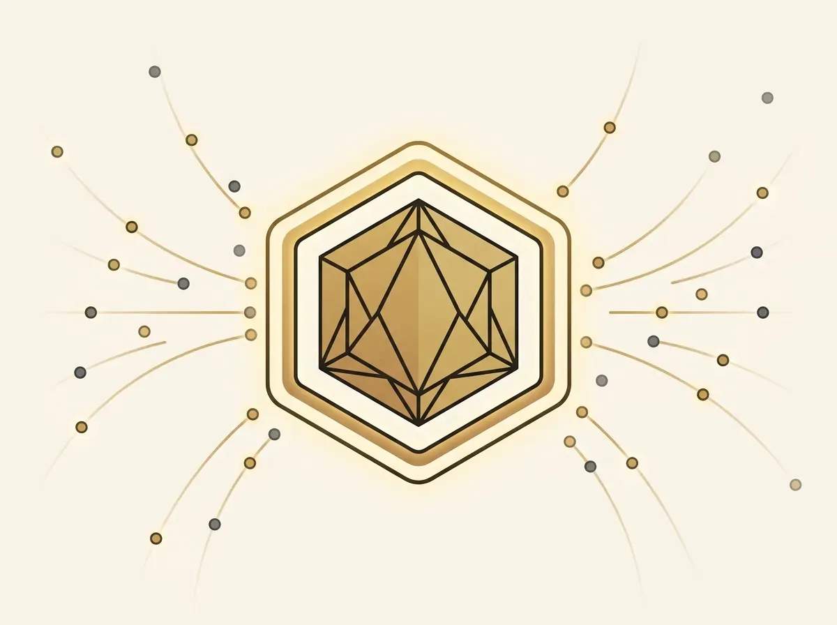 An illustration of a token absorbing smaller particles and growing, representing how dividends are reinvested to increase its value.
