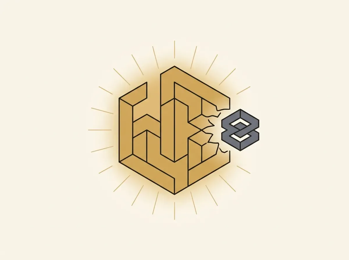 A small shape representing a dividend merges into a larger shape representing a token, causing it to glow, symbolizing reinvestment.
