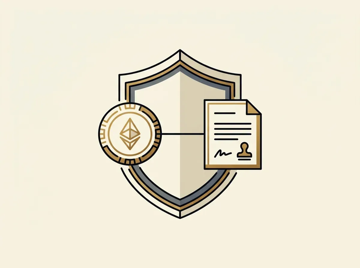 An illustration of a digital token and a physical share being directly linked and held securely within a vault.