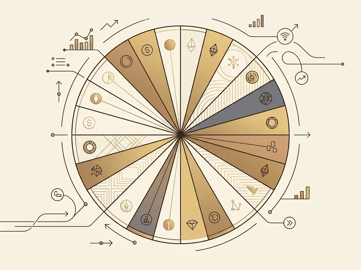 A circle divided into many small, diverse slices, symbolizing portfolio diversification.