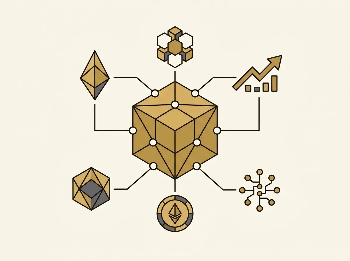 A central block connecting to multiple other distinct shapes, illustrating the concept of composability.