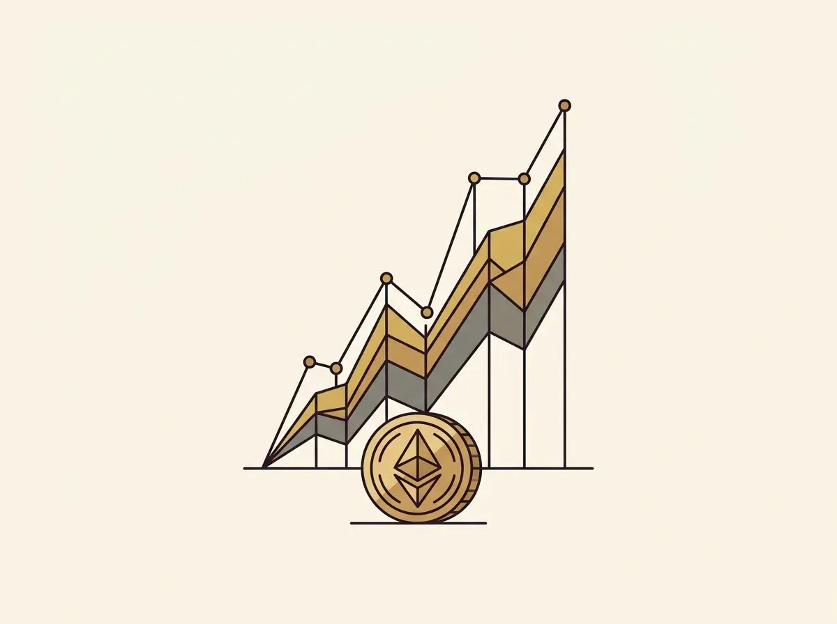A small coin at the base of a large, rising stock chart, representing minimal investment for significant access.