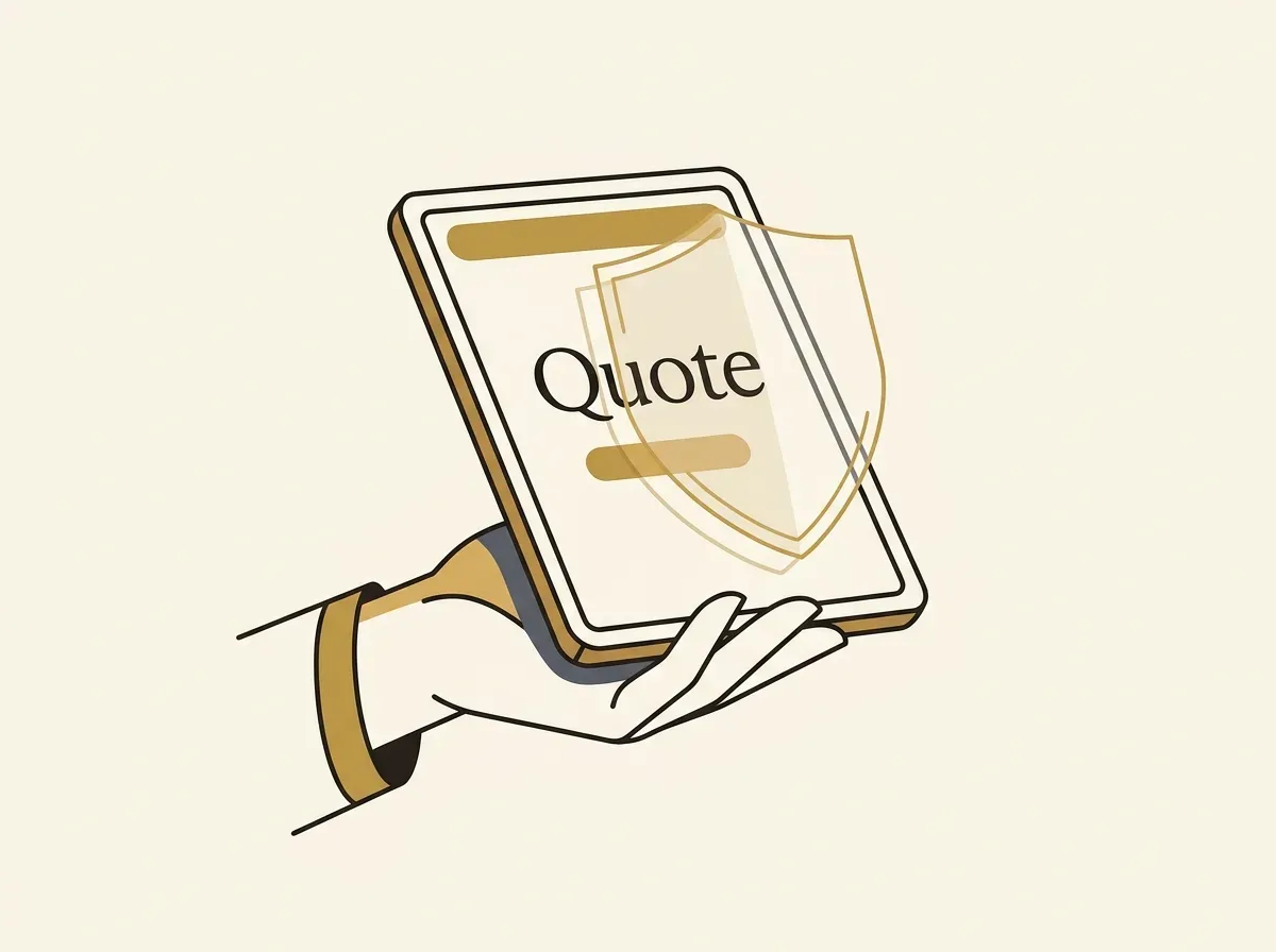 Hand presenting a firm quote protected by a transparent shield, symbolizing slippage tolerance in an RFQ model.
