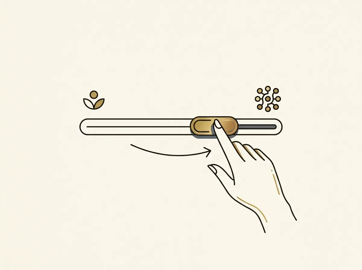User interface slider being adjusted, symbolizing the customizable slippage tolerance setting.