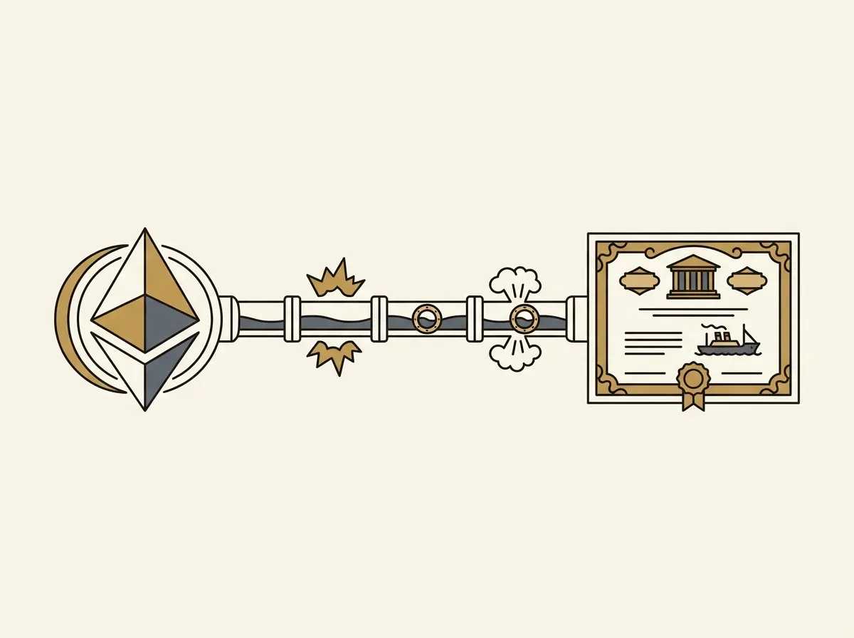 A direct, smooth pipeline connecting crypto to stock trading, symbolizing minimized costs.