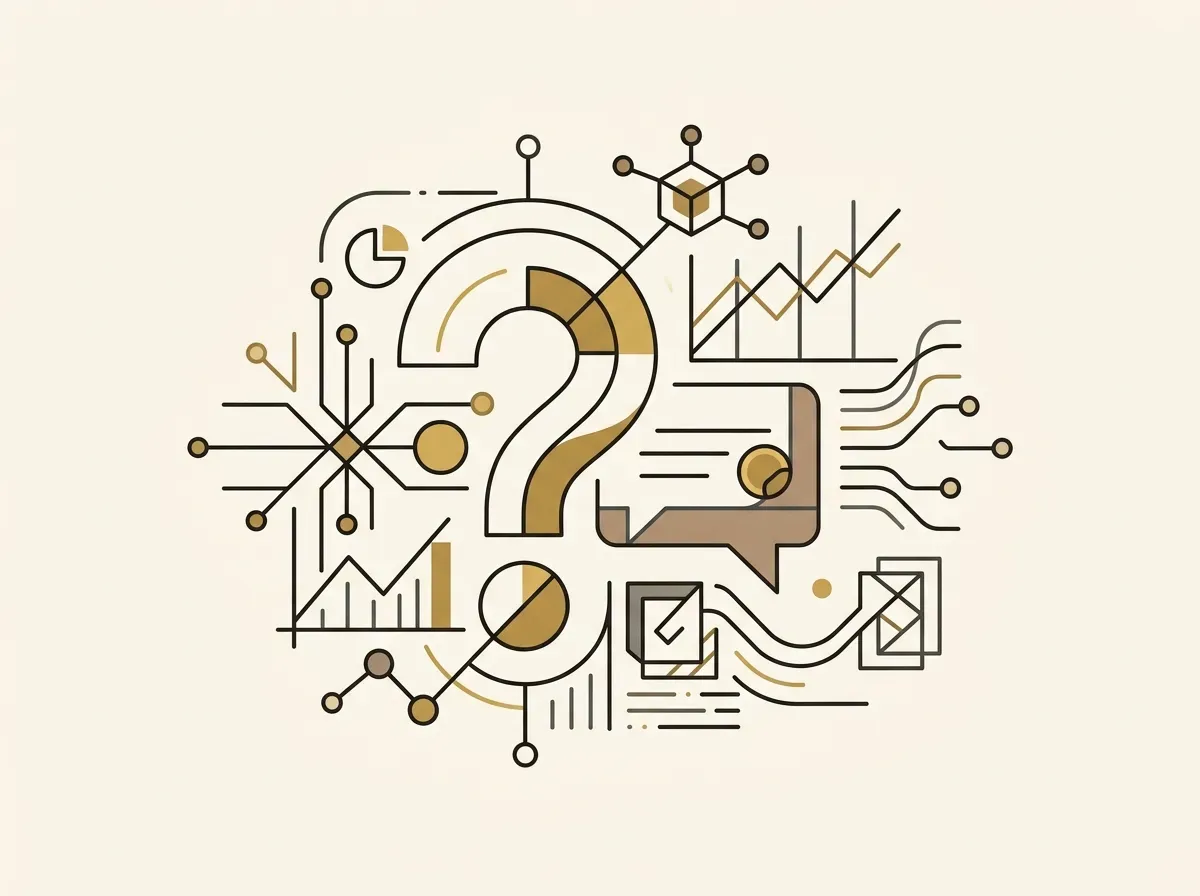 A question mark next to a speech bubble, symbolizing frequently asked questions and answers.