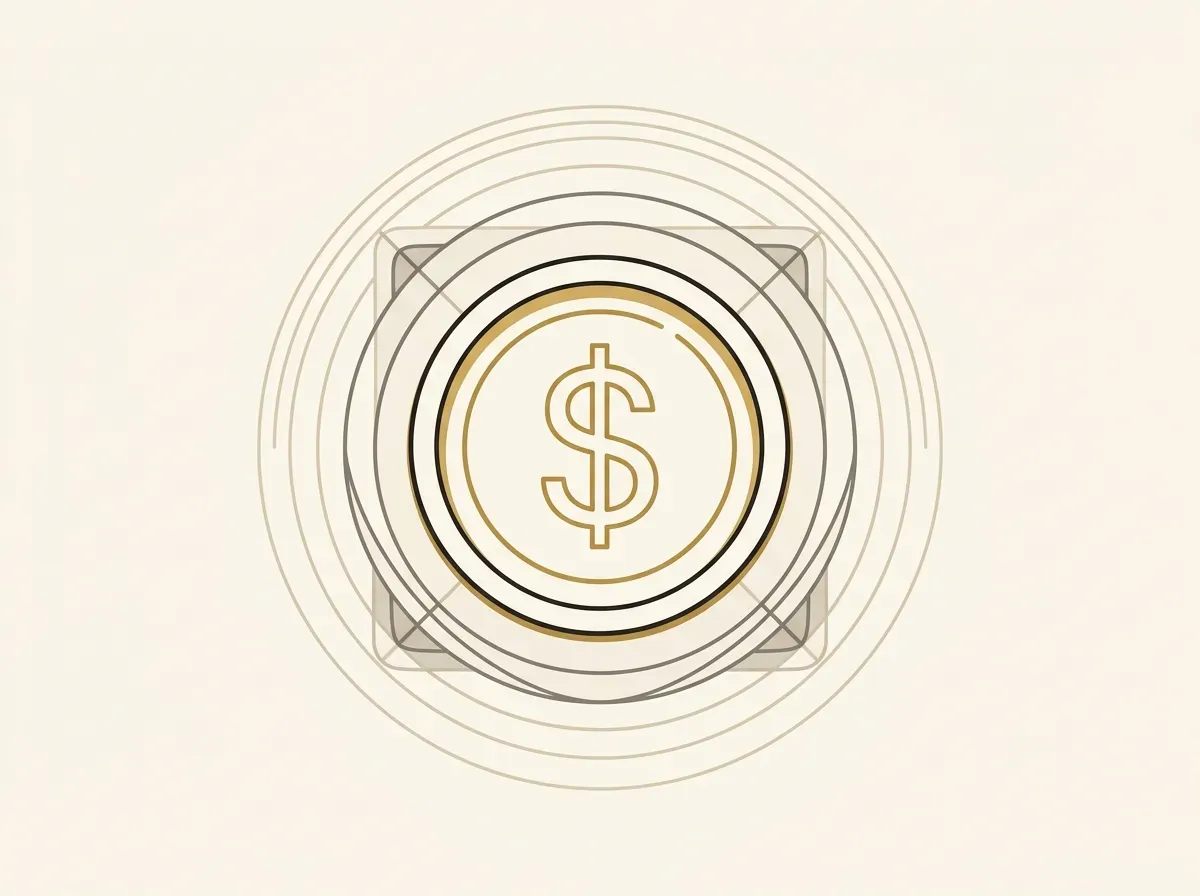A digital coin with a dollar sign, symbolizing a stablecoin like USDC.