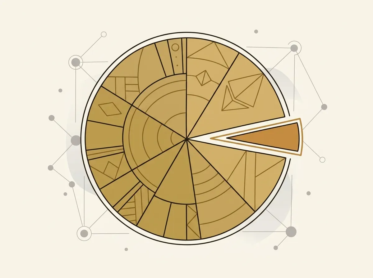 A large circle divided into many small, unequal segments, illustrating fractional ownership.