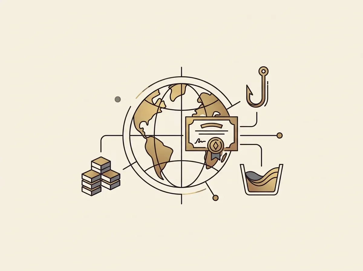 Globe connected to various DeFi protocol symbols, representing global accessibility and composability of tokenized stocks.