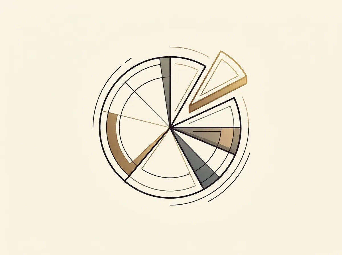 Large stock pie chart with a small, accessible slice highlighted.