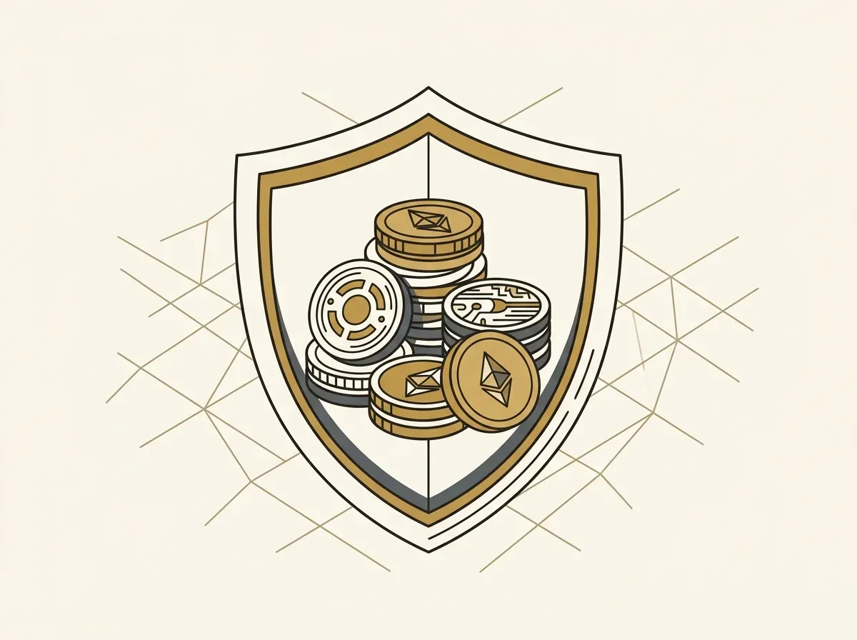 A shield protecting digital assets, symbolizing robust security measures.