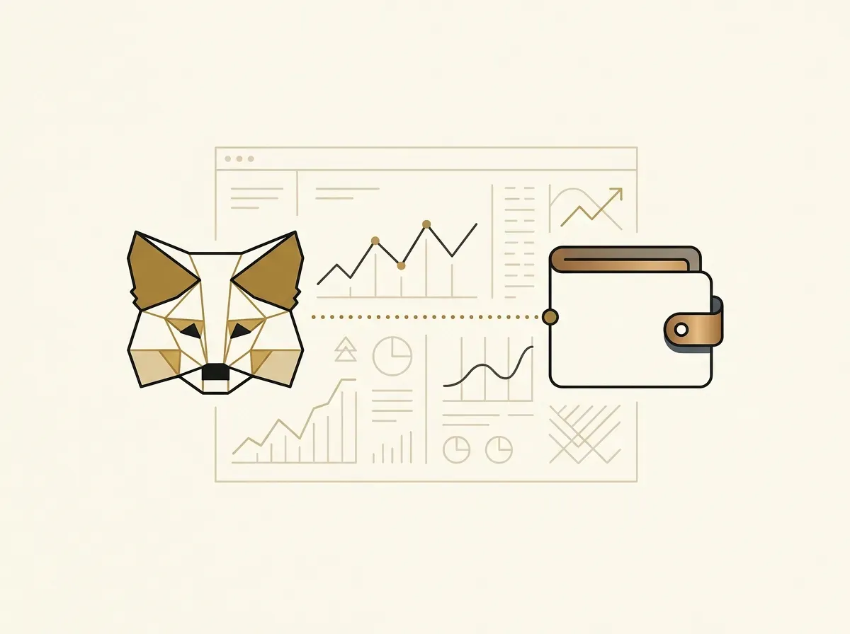 A fox-head wallet connecting to an embedded wallet on a trading platform interface.