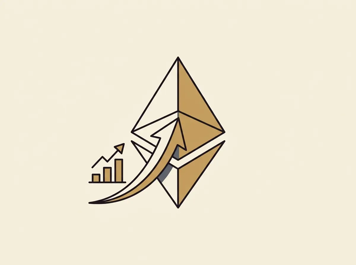 A digital token with an arrow flowing into it from a dividend symbol, representing reinvested dividends increasing its value.