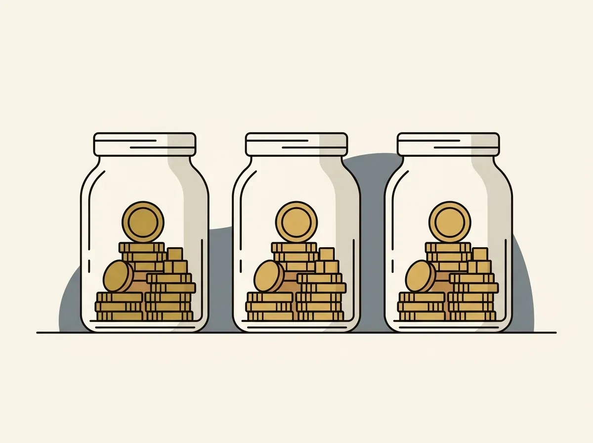 Three clear, separate containers, each holding identical financial assets, illustrating segregation.