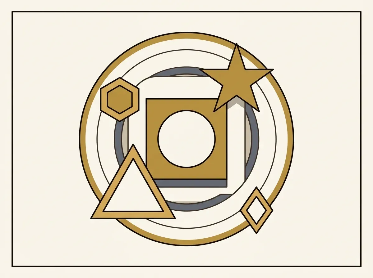 Diverse geometric shapes within a frame, illustrating portfolio diversification.