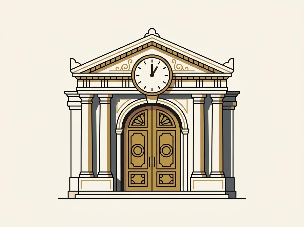 Closed traditional stock exchange building with a clock showing off-hours, symbolizing limited market access.