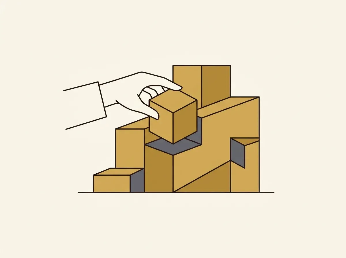An illustration of a token being added like a building block to a larger structure, representing DeFi composability.