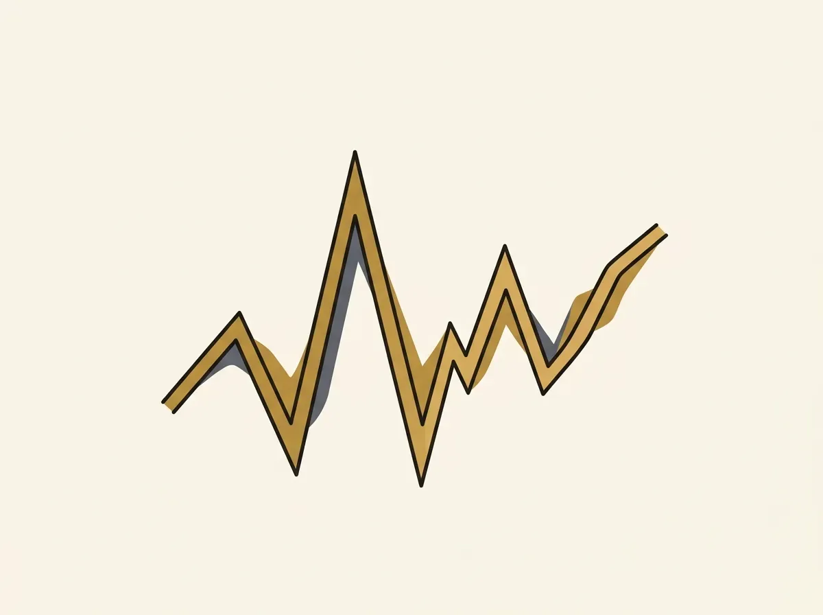 An abstract line graph with sharp peaks and troughs, representing market risk and price volatility.