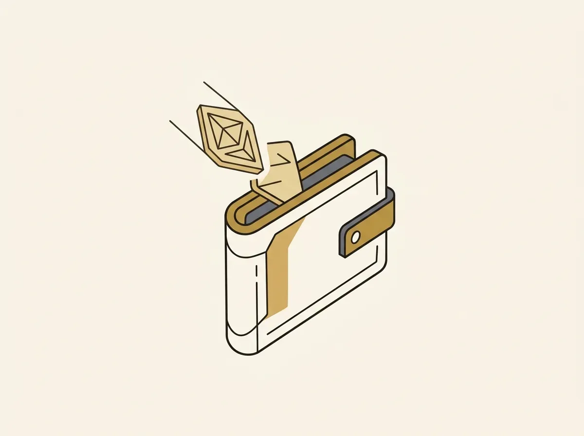 A tokenized stock asset being delivered and secured inside a digital crypto wallet.