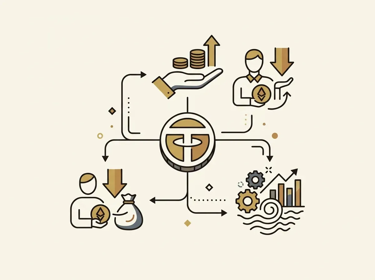 A central token connected to various other DeFi protocol icons, showing its use cases and composability.