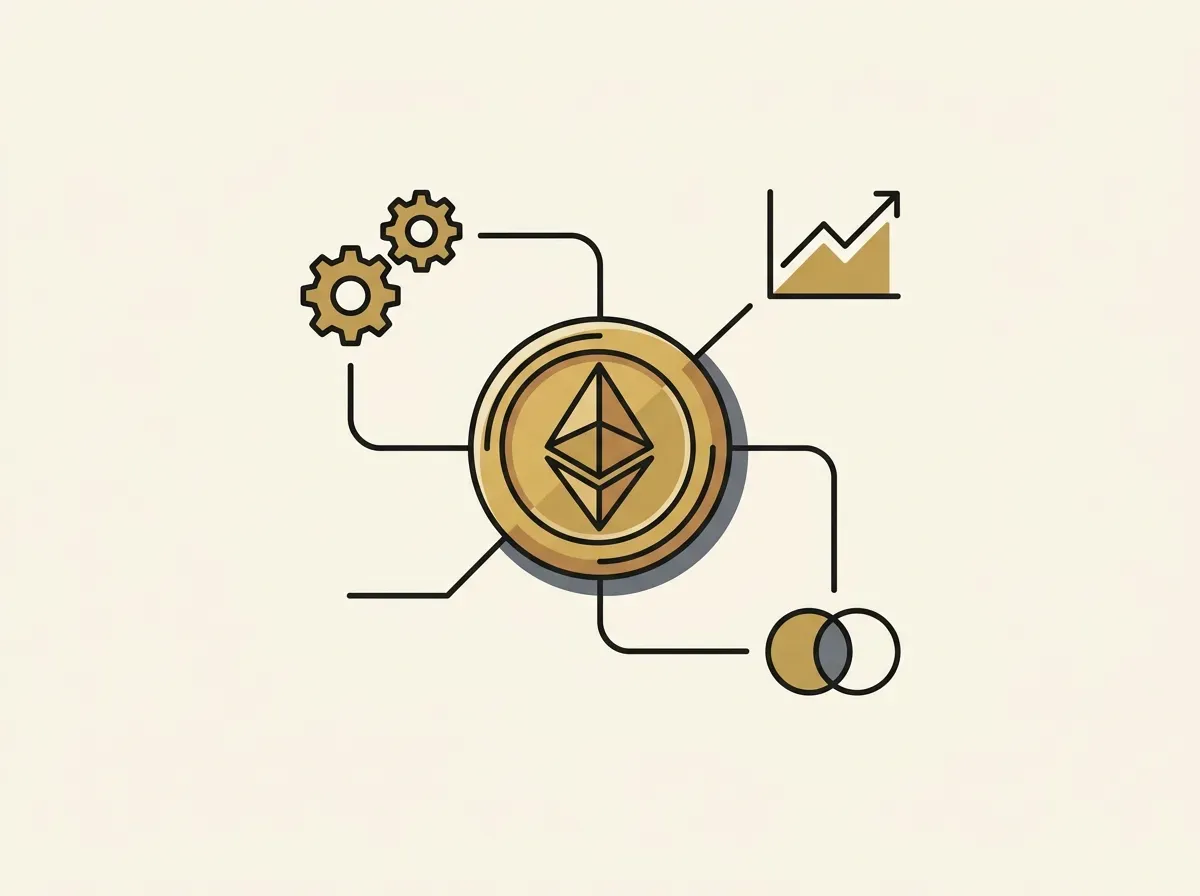 An illustration of a central token connecting to various other application icons, representing DeFi composability.