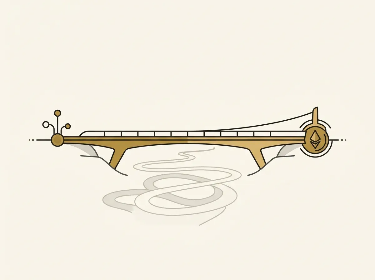An illustration of a direct bridge crossing over a complex, winding path, representing a modern, efficient solution.