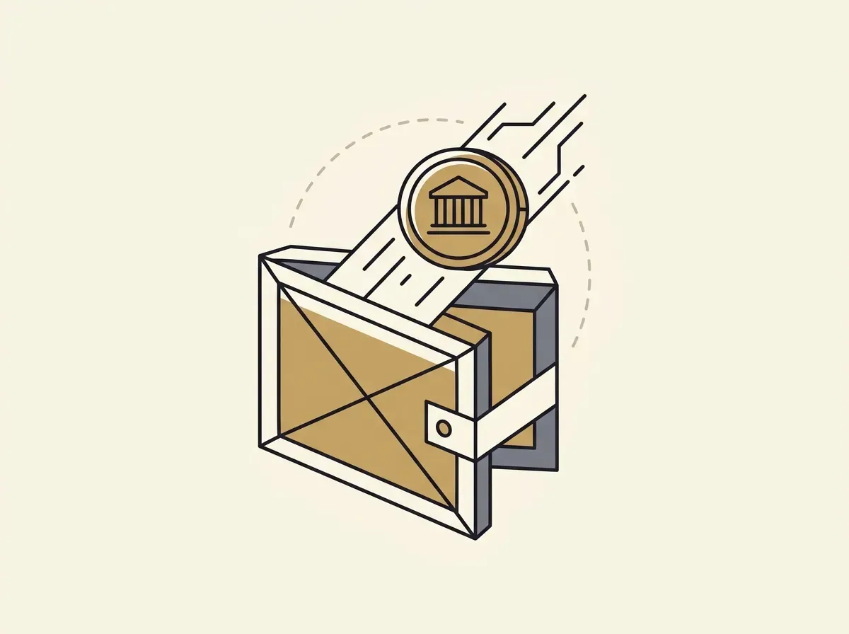 An illustration showing a tokenized stock asset being delivered directly into a personal digital wallet.