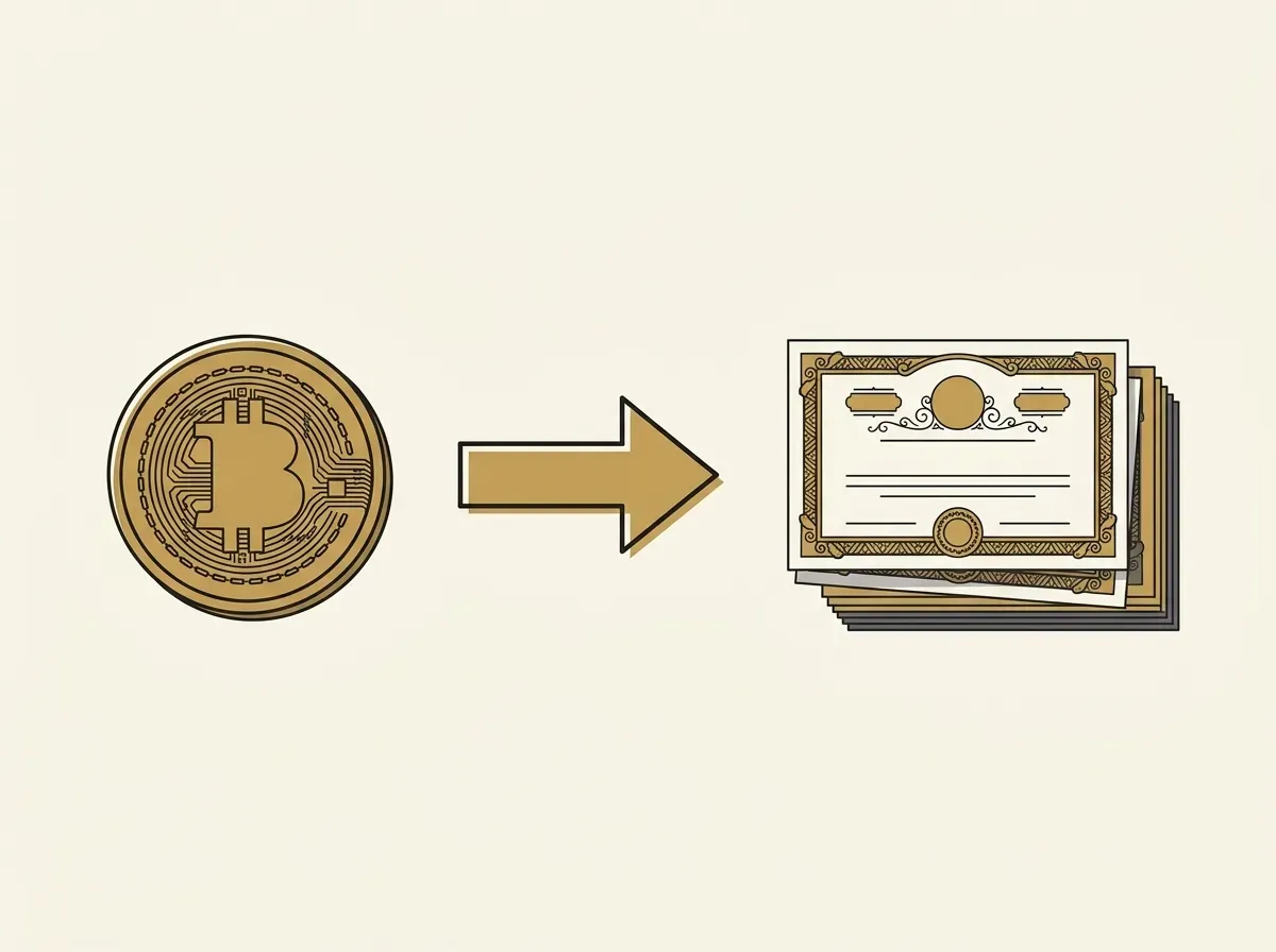 An illustration showing how one token can represent multiple underlying shares after a stock split.