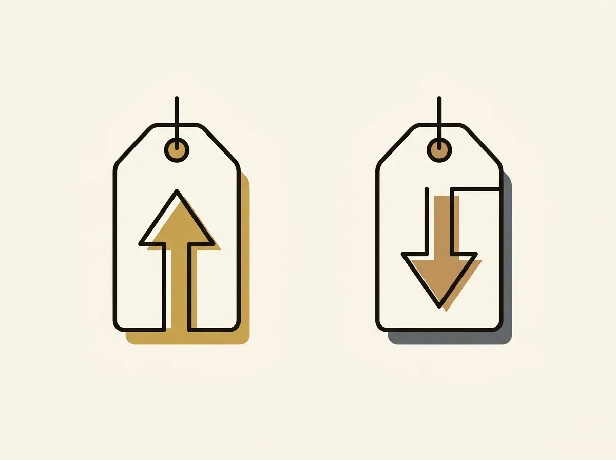 An illustration showing a wide gap between a bid price symbol and an ask price symbol, representing low liquidity risk.