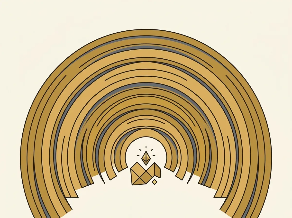 An abstract representation of exponential growth, with lines expanding from a small point.