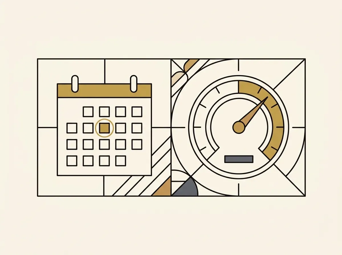 A calendar icon and a gauge icon, representing calendar-based versus threshold-based rebalancing strategies.